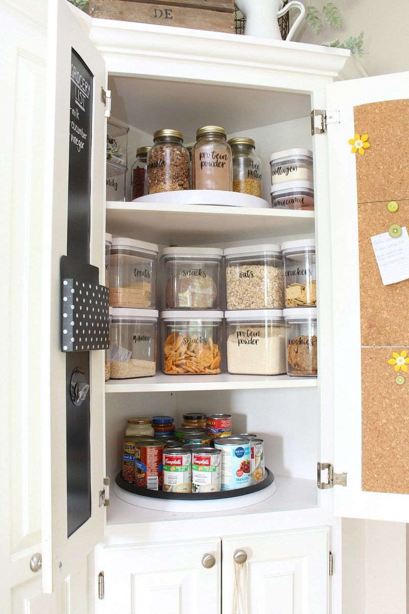 how to organize food in kitchen cabinets?